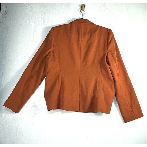 The Limited Rust Orange 1 Button Blazer Suit Jacket Women's size L Zipper Pocket - Picture 2 of 9